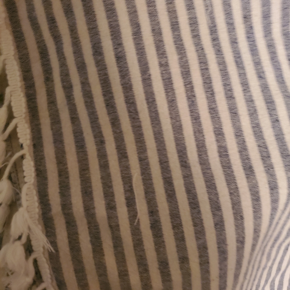 Blue Gray Stripped Throw - Picture 4 of 4